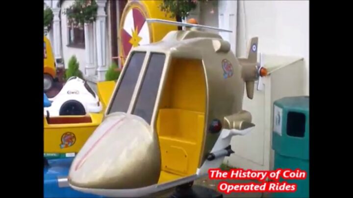 1980s JM Kiddie Rides Coin Operated Helicopter Kiddie Ride