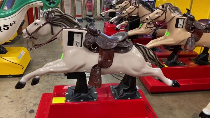 Horse Kiddie Ride w/Leather Saddle, Coin Operated